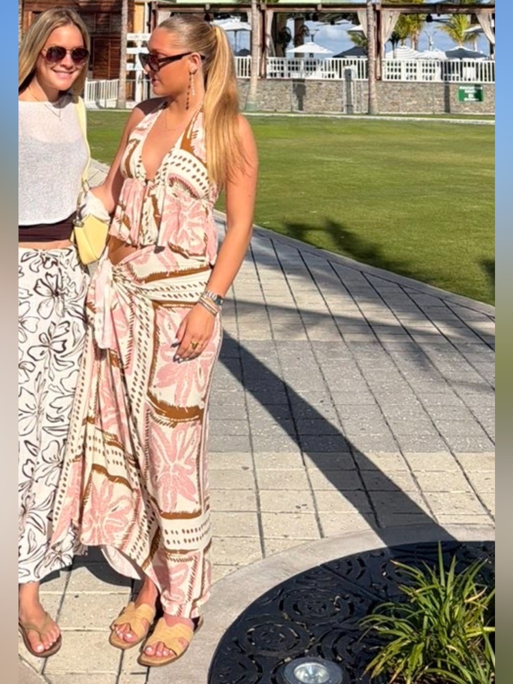 Princess Polly Pink, Cream & Brown Boho Print Two-Piece Set